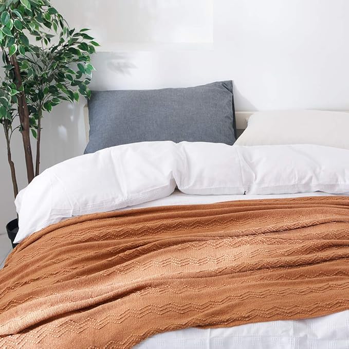 BOURINA Almond Throw Blanket 60x80 Inches Throw Textured Solid Soft Sofa Throw - Image 6