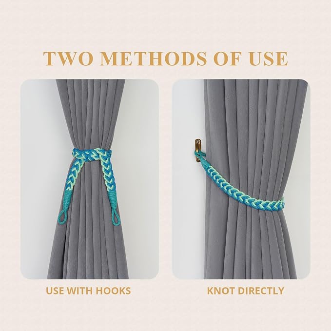 NICEEC 2 Pack Natural Cotton Rope Curtain Tiebacks Elegant Boho Style - Image 5