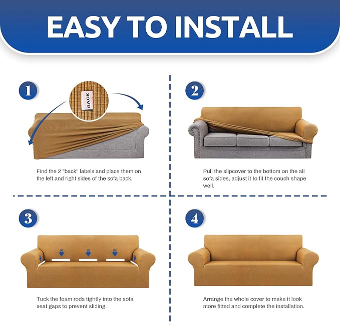 KEKUOU Stretch Oversized Sofa Slipcover 1 Piece Couch Sofa Cover Furniture - Image 6