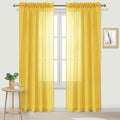 DWCN Yellow Sheer Curtains Semi Transparent Voile Rod Pocket Curtains by DWCN