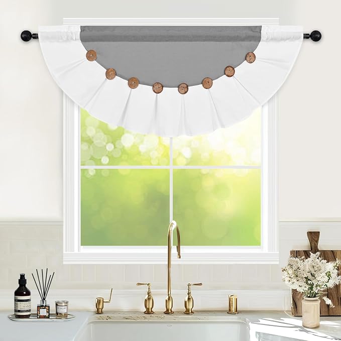 FRAMICS Farmhouse Valance Curtains, Boho Cotton Linen Kitchen Valance, Country - Image 3