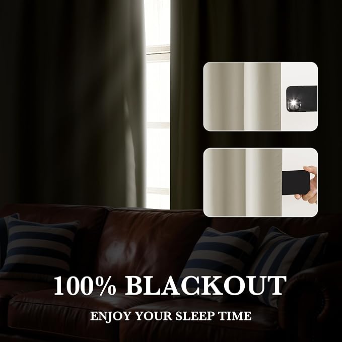 RYB HOME Bedroom Blackout Curtains 80 inches Long, 100% Blackout Thermal - Image 4