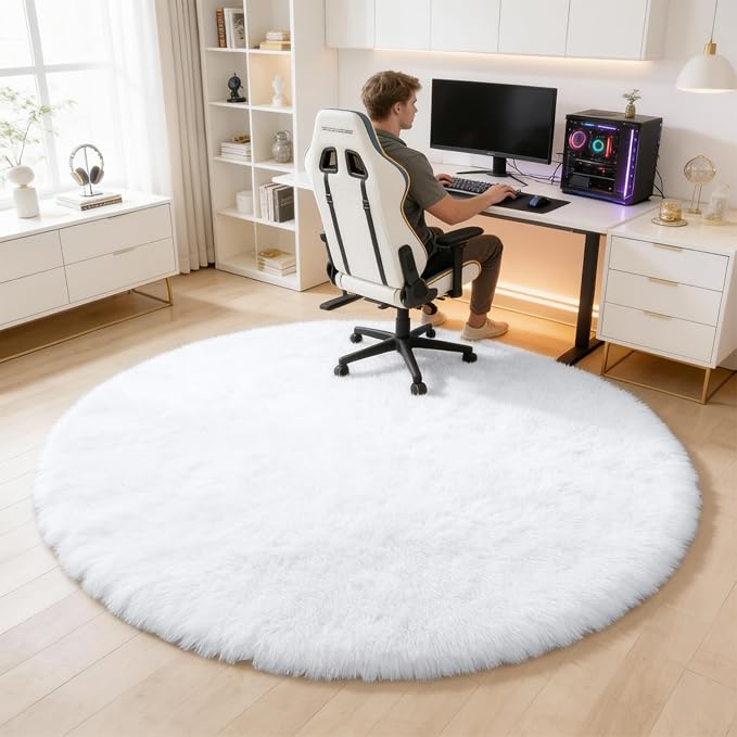 OLANLY White Round Rugs for Bedroom - Image 8