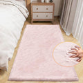 ORINOVA Small Pink Fuzzy Faux Rabbit Shaggy Fur Rug Furry Washable Runner Rug by ORINOVA