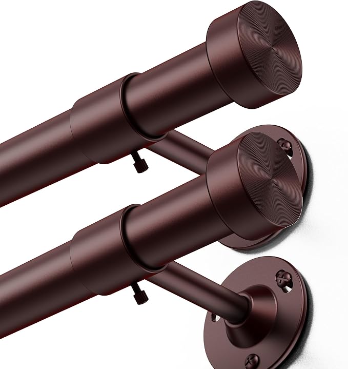 YaFex 2 Pack Heavy Duty Curtain Rods 32-90 Inch, 1 Inch Bronze Adjustable by YaFex