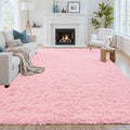 8x10 Area Rug for Living Room: Soft Fluffy Shag Pink Rugs for Bedroom, Non-Slip by CarpetAddColortoYourLife