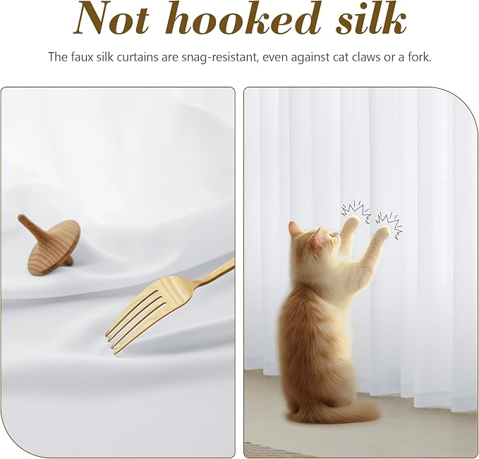 FMFUNCTEX Sheer Non-See-Through White Curtains - Image 6
