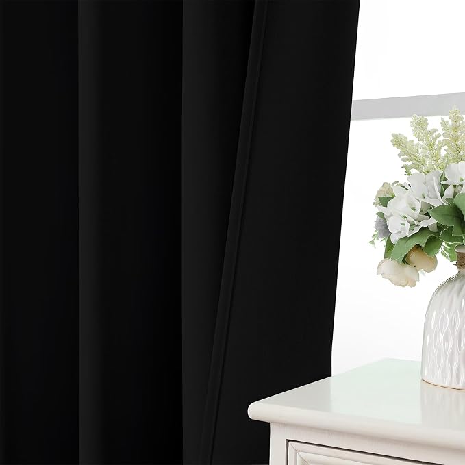 CUCRAF Black Blackout Curtains 108 inch Length 2 Panels Set, Rod Pocket Room - Image 6