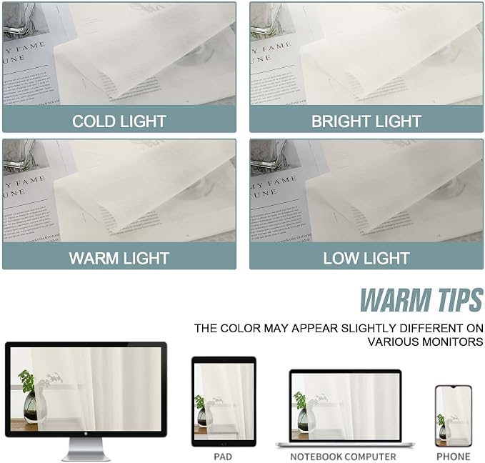 Extra Wide Ivory Sheer Curtains - Image 6