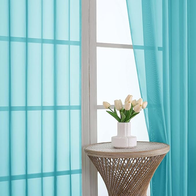 OVZME Turquoise Bedroom Curtains 2 Panel Sets 90 Inch Length, 59 Inch Extra - Image 3