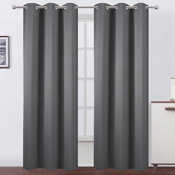 LEMOMO Grey Thermal Blackout Curtains/42 x 84 Inch/Set of 2 Panels Room by Lemomo