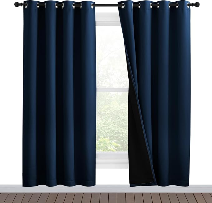 NICETOWN Moroccan Blue Full Shade Curtain Panels, Pair of Energy Smart & Noise by NICETOWN