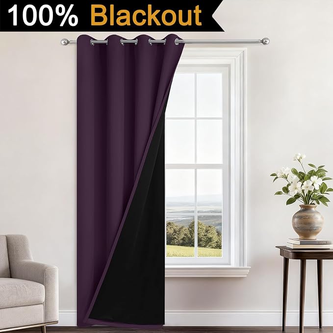 Yakamok 100% Blackout Curtains 96 Inches Long, 2 Thick Layers Heat and Full - Image 2