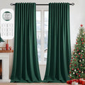 MIULEE Christmas Hunter Green Back Tab Blackout Curtains 102 Inch Long 2 Panels by MIULEE
