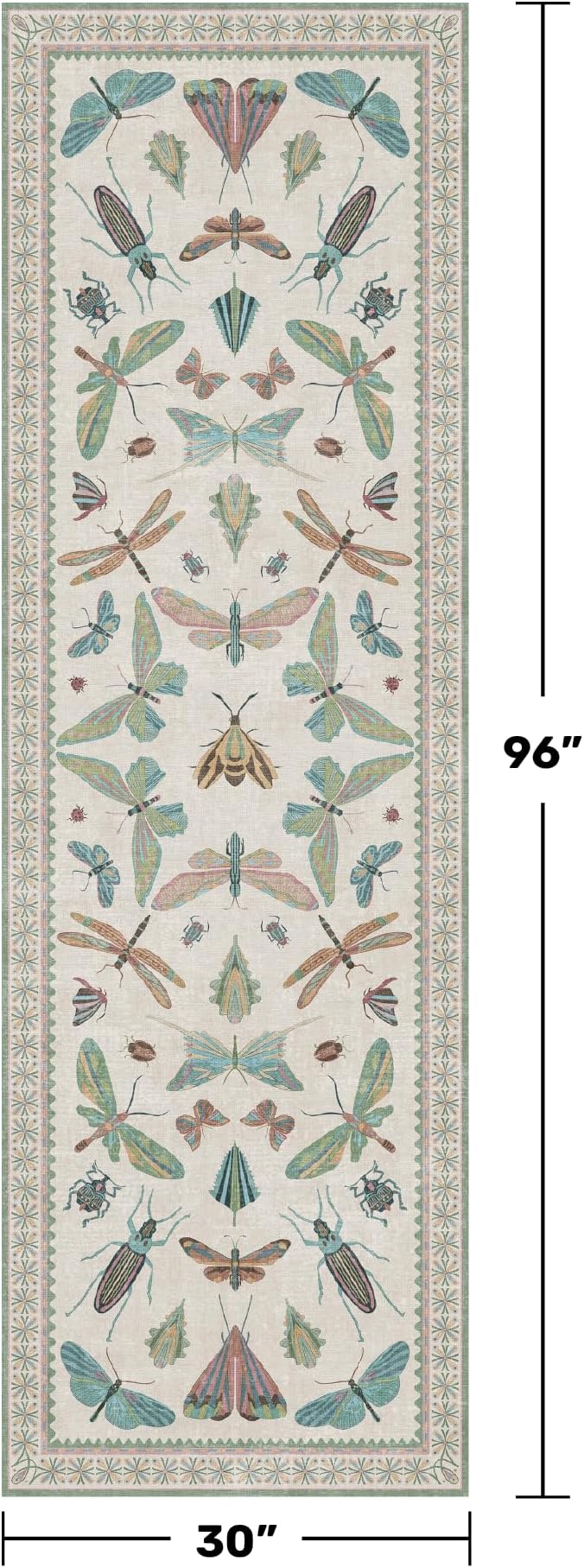 Insect Print 8ft Long Hallway Runner Rug - Image 2
