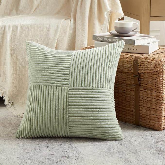 Fancy Homi 2 Packs Sage Green Decorative Throw Pillow Covers 16x16 Inch - Image 2