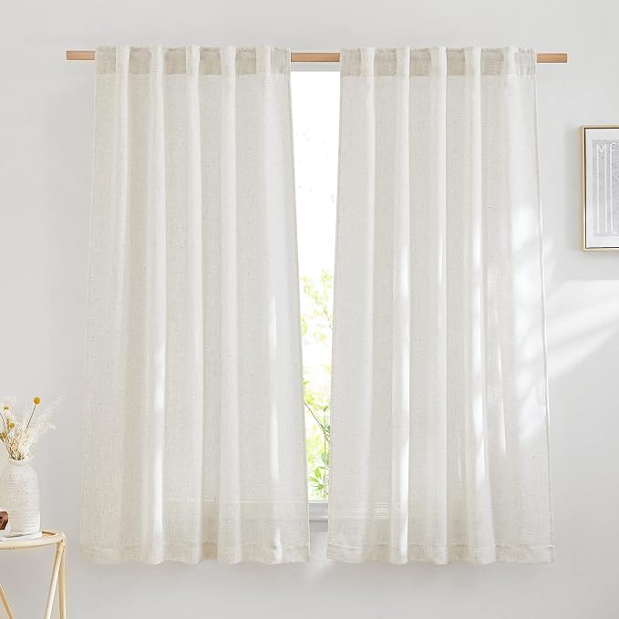 NICETOWN Bedroom Curtains Natural Linen Burlap, Rustic Rod Pocket & Back Tab by NICETOWN
