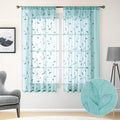 HOMEIDEAS Turquoise Aqua Sheer Curtains 52 X 63 Inches Length 2 Panels by HOMEIDEAS