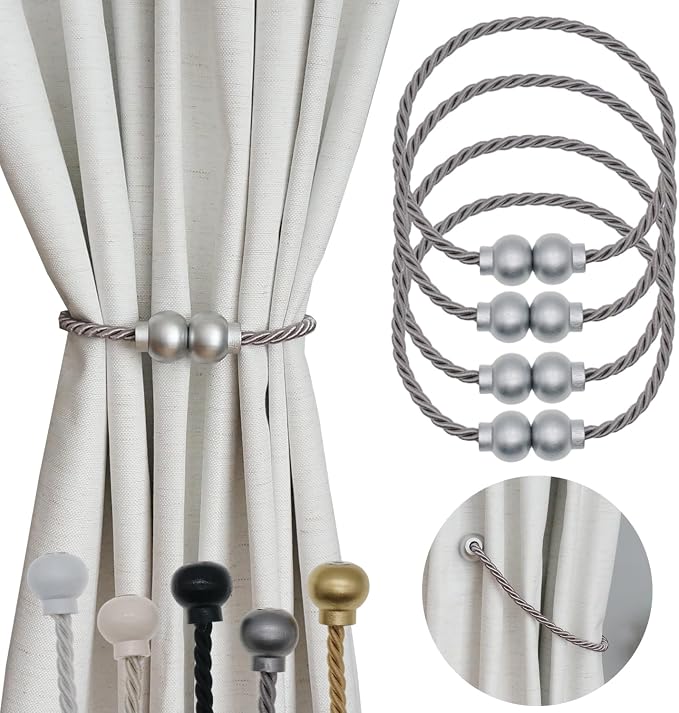 4 Pack Magnetic Curtain Tiebacks Modern Handmade Rope Curtain Tie Backs by HIASTRA