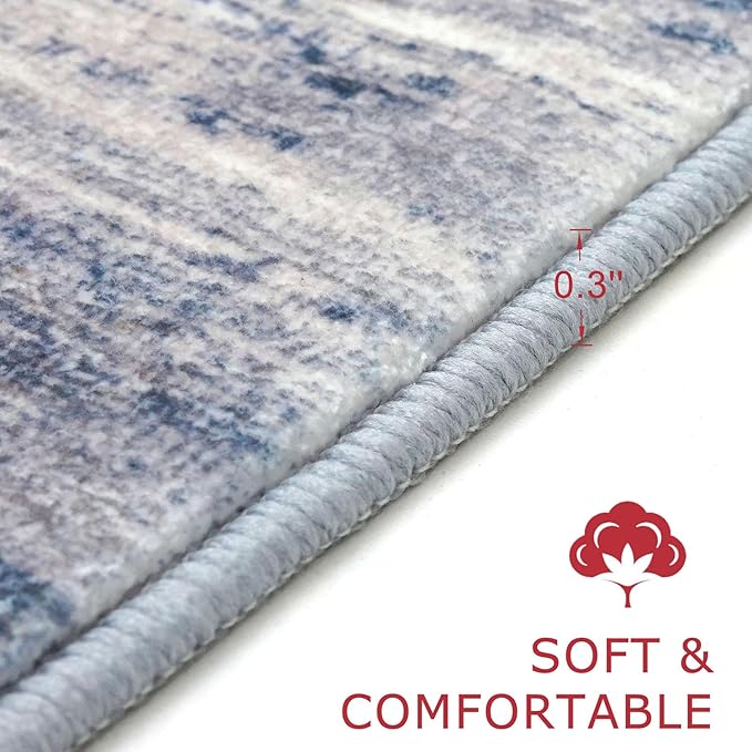 KOZYFLY Modern Abstract Washable Rug Runner 2x8 Hallway Runner Rug Non-Slip - Image 2