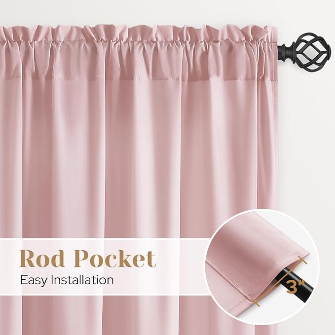HOMEIDEAS Non-See-Through Light Pink Privacy Sheer Curtains, 30 X 36 Inches - Image 5