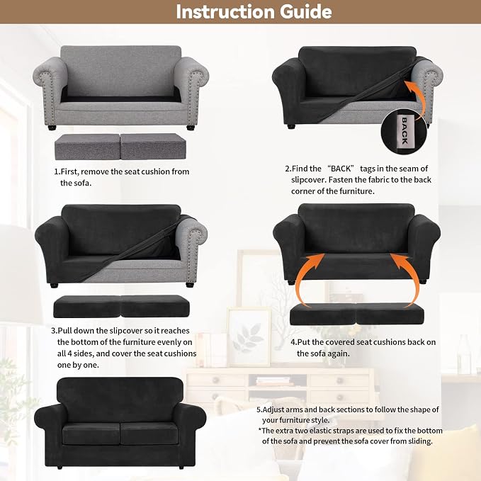 WEERRW Velvet Couch Covers for 2 Cushion Couch Sofa - Image 6