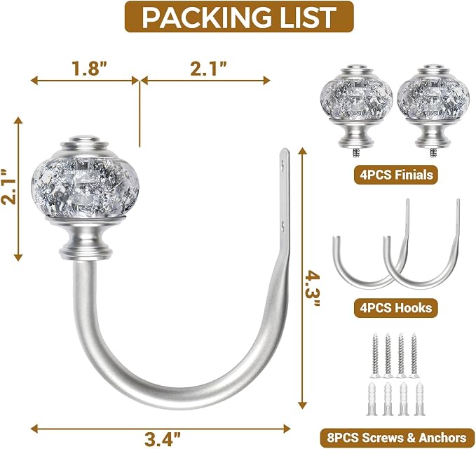 2 Pack Curtain Holdbacks, USFOOK Silver Decorative Window Drapery Tiebacks - Image 8