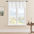 MRTREES Sheer Voile Curtain Valances 2 Panels, Leaves Embroidered Valance by MRTREES