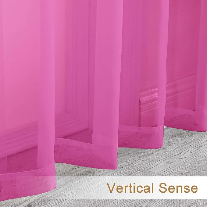 Chyhomenyc Sheer Hot Pink Tier Curtains 24 Inch Length Set, Small Window - Image 8