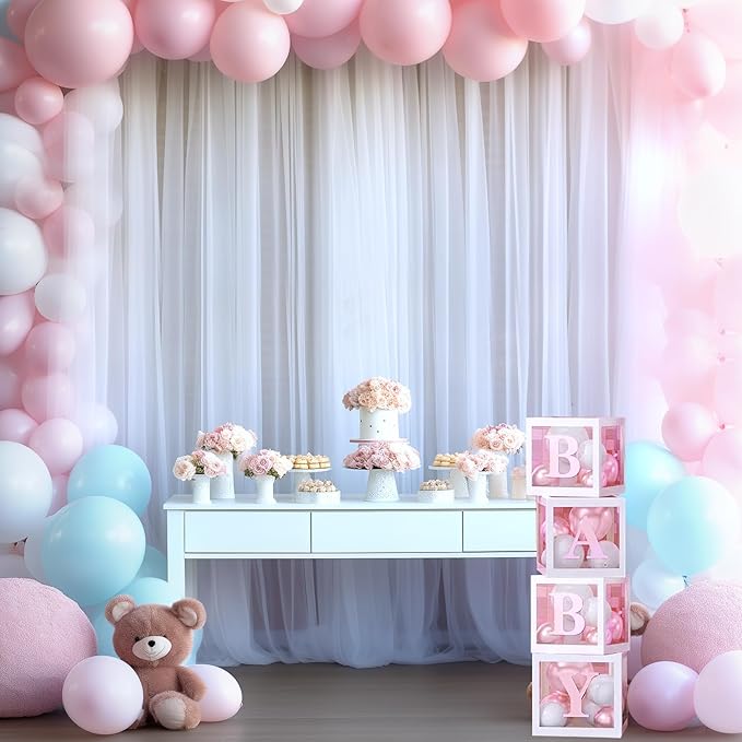 White Sheer Backdrop Curtains Tulle Backdrop Curtain - Image 5
