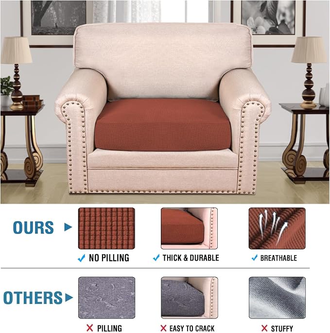 H.VERSAILTEX Super Stretch Individual Seat Cushion Covers Sofa Covers Couch - Image 2