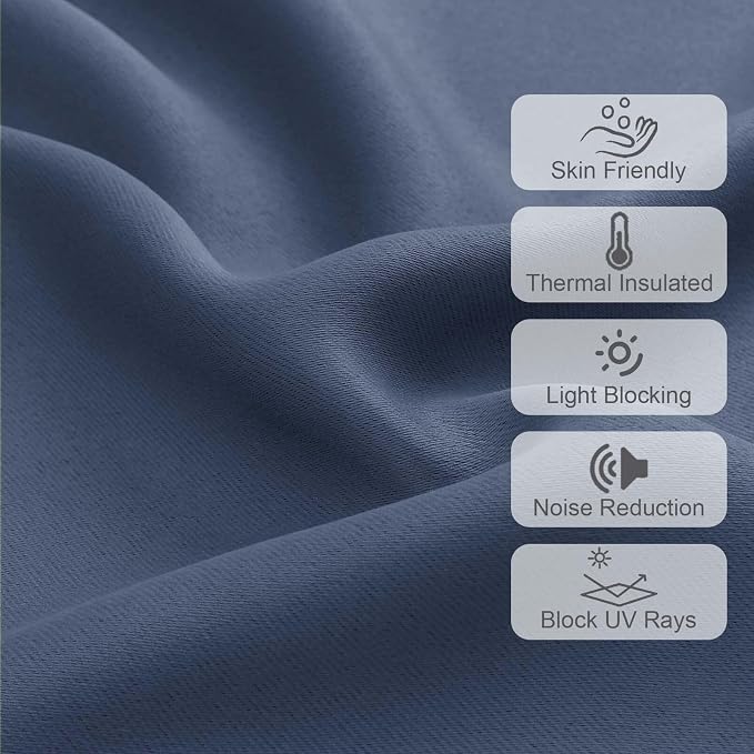 Chyhomenyc Denim Blue Valances for Window, Room Darkening Short Curtains for - Image 4