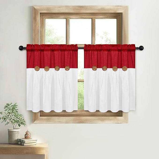 FRAMICS Farmhouse Kitchen Curtains 24 Inch Length, Rustic Cotton Linen Tier - Image 7