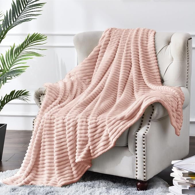 BEDELITE Fleece Throw Blanket for Couch – 3D Ribbed Jacquard Soft and Warm - Image 2