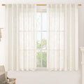 LAMIT Cream Linen Semi Sheer Curtains 45 Inch by LAMIT