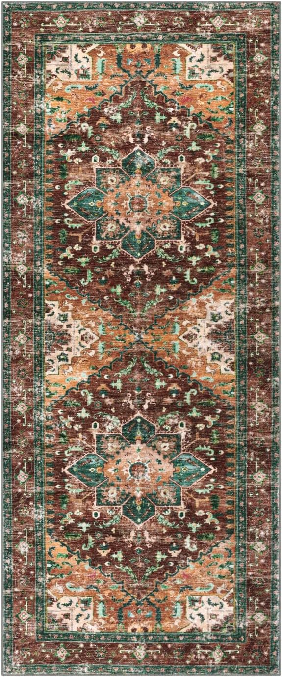 Yamaziot Washable Runner Rug, 2x5 Non-Slip Boho Vintage Hallway Rug Runner - Image 2