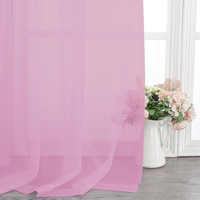 Chyhomenyc Light Pink Sheer Curtains 84 Inch Length 2 Panels, Light Filtering - Image 7