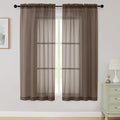 Sheer Chocolate Curtains for Bedroom Living Room 63 Inch Length 2 Panels by WelvetBLK