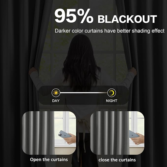 Blackout Pleated Curtains 84 Inches Long, Privacy Window Drapes - Image 3
