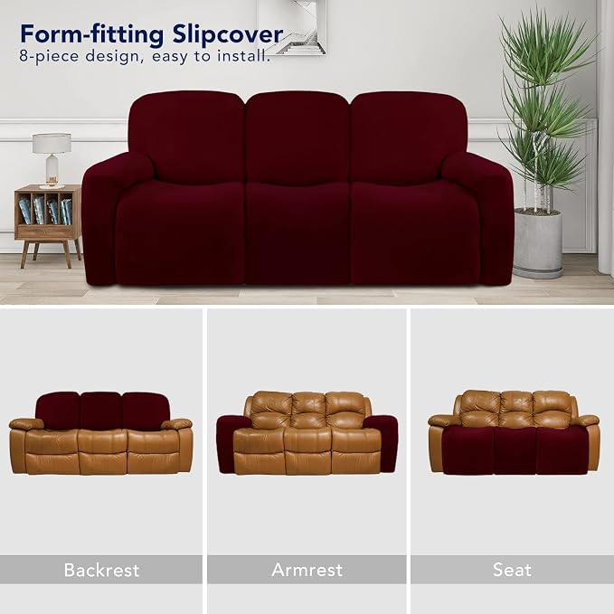 PureFit Super Stretch 3 Seats Recliner Chair Sofa Couch Cover - Image 4