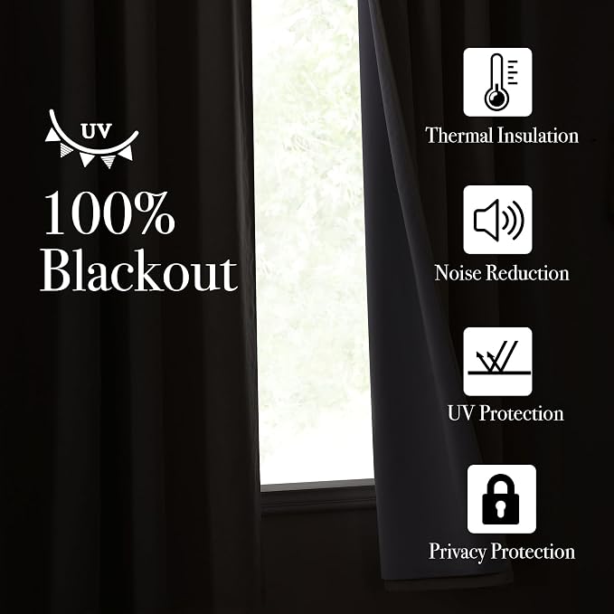 NICETOWN Natural Thick Linen Full Blackout Curtains - Image 3