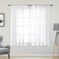 HOMEIDEAS White Sheer Kitchen Curtains 52 x 54 Inch Length 2 Panels Embroidered by HOMEIDEAS