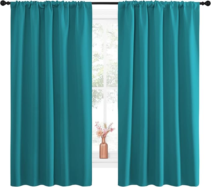 NICETOWN Peacock Blue Blackout Curtains Panels - Image 2