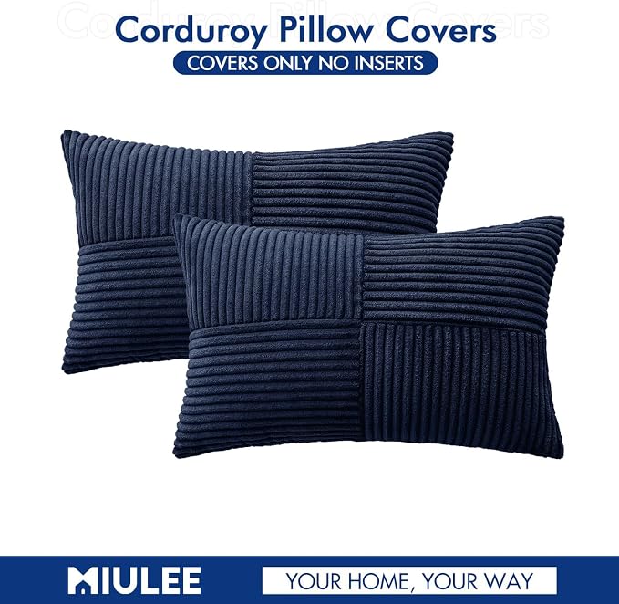MIULEE Navy Blue Decorative Lumbar Throw Pillow Covers 12x20 Inch - Image 6