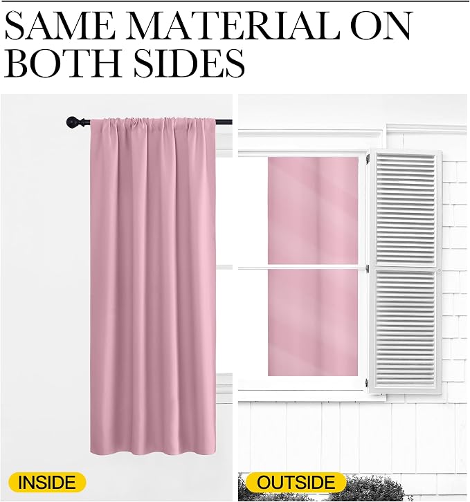 NICETOWN Window Curtains Blackout Drapes, Rouge Pink, 1 Pair, 52 by 72-Inch - Image 5