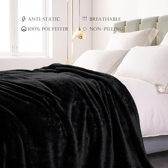 Exclusivo Mezcla Plush Fuzzy Fleece Bed Blanket Queen Size, Super Soft - Image 4
