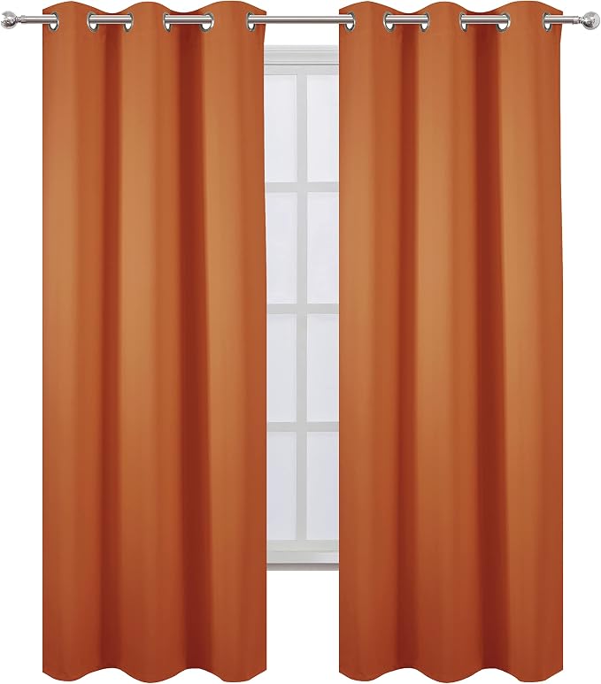 LEMOMO Blackout Curtains 42 x 84 inch/Orange Curtains Set of 2 Panels/Thermal - Image 2