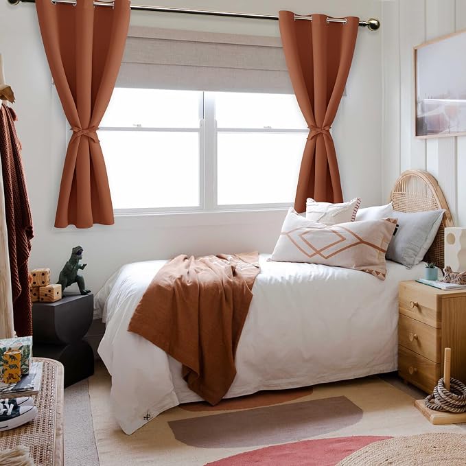Blackout Curtains for Bedroom, Burnt Ochre, 38 x 54 Inch, 2 Panels | Thermal - Image 6