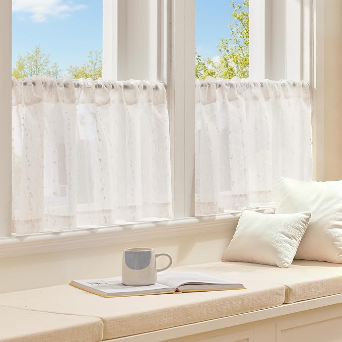 jinchan Valance Curtains for Windows 16 Inch Colorful Mini Pom-Pom Country - Image 3