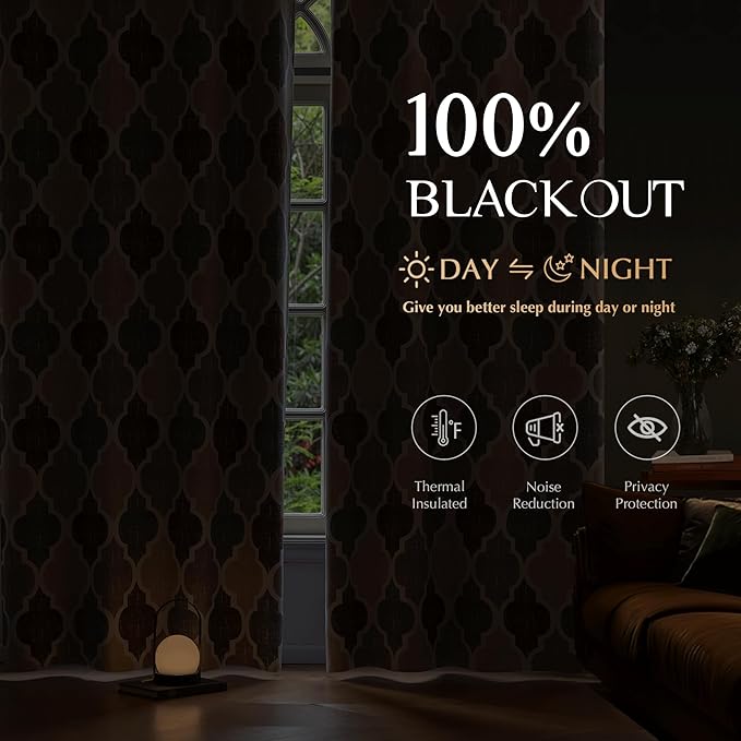 Beauoop 100% Blackout Curtains 84 Inches Long 2 Panels - Image 2